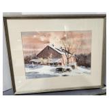 Brubaker framed water color painting