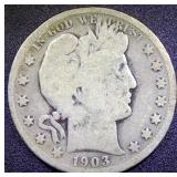 Silver Barber Half Dollar 1903S