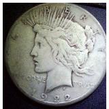 Silver Peace Dollar 1922S