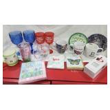 Coffee cups, napkins, plates, goblets