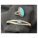 Sterling & turquois ring & bracelet