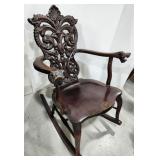 Hand Carved Wood Rocking Chair