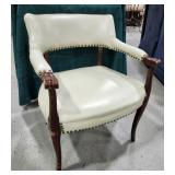 Chair, White Leather, office style