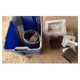 Tote of Miscellaneous Hangers, dryer vent covers