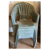 (7) Plastic Patio Chairs