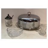 Covered Cake Plate, Sugar & Small Vase