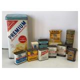 VTG Tins, Flour Sifter & Towel Holder
