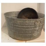 Galvanized Wash Tub & Enamel pot