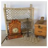 Wicker Wall Shelf, Shoe Shine Box & Wreath Holder