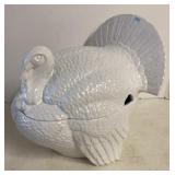 Porcelain Turkey Soup Tureen & Small Bowls