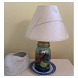 Ball Jar Lamp 16in & Porcelain Rabbit Planter
