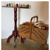 Wooden Sewing Box & Spool holder