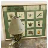Framed Garden Theme Print & Dragonfly Lamp