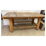 Woodshop Work Table on Casters