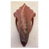 Vtg Roseville Dusty Rose Fox Glove Wall Pocket