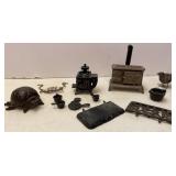 Miniature Cast Iron Cook Stoves & Lady Bug Key
