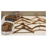 Vtg Wooden Hangers & Clothes Pins
