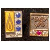 10K diamond, sapphire & ruby tie tack