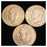 3 Eisenhower dollar coins