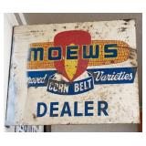 Vtg Metal Two-Sided Moews Seed Sign