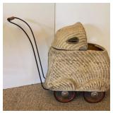 Vtg Childï¿½s Play Wicker Pram