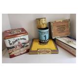 Advertising tins, cigar boxes, vintage