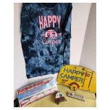 Camping T-shirt, lights, metal sign
