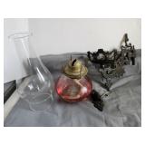 Oil Lamp and Cast Iron Holder