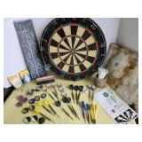 Dart Board, Darts, Score Board & Chalk