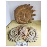Sun Face, 3 sun faces, terra cotta