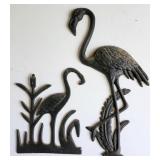 Wrought iron flamingo figures,