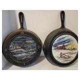 Cast Iron Skillets drilled for clocks