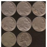 Nickels, 7 - Buffalo & 1 Silver War