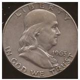 Silver Franklin Half Dollar1963D