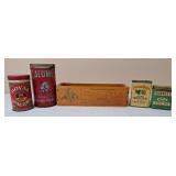 Baking Powder & Spice Tins, Wooden Cheese Box