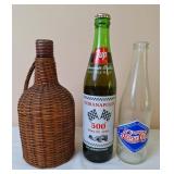 Wicker Wrapped Bottle, Pepsi-Cola & 7-Up Bottles