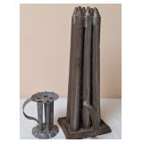 2 Tin Candle Molds, Vintage