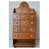 Primitive Oak Hanging Spice Cabinet