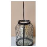 Farmhouse Glass Lantern w/Chicken Wire