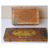 "Boot Jack" Plug Tobacco Wood Box & Cigar Box