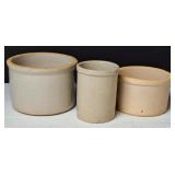 3 Small Stoneware Crocks