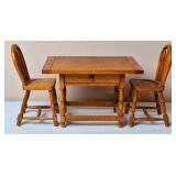 Miniature Oak Table & 2 Chairs