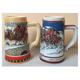 1988 & 1989 Budweiser Holiday Beer Steins