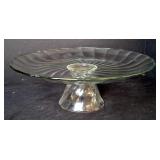 Clear Pedestal Cake Plate w/Swirl Design