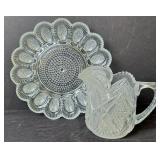 Indiana Glass Hobnail Egg Plate & Cream Pitcher