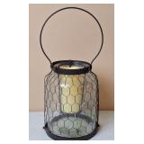 Farmhouse Glass Lantern w/Chicken Wire