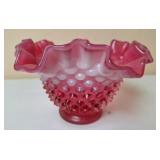 Fenton Cranberry Opalescent Hobnail Bowl