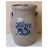 Rowe Pottery Works Stoneware  Flour Crock w/Lid