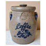 Rowe Pottery Works Stoneware  Coffee Crock w/Lid