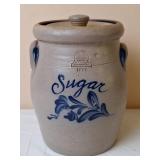 Rowe Pottery Works Stoneware  Sugar Crock w/Lid